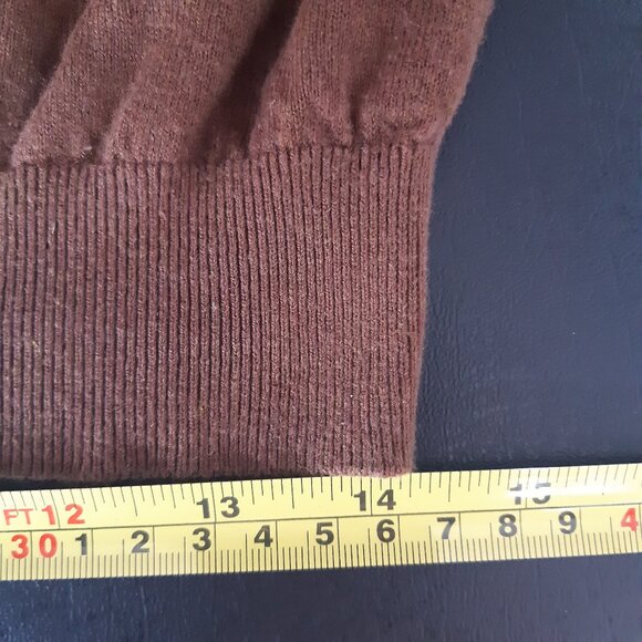 Massimo Dutti SZ M V-Neck Chestnut Brown Men's Cotton, Silk & Cashmere Sweater - Picture 14 of 15